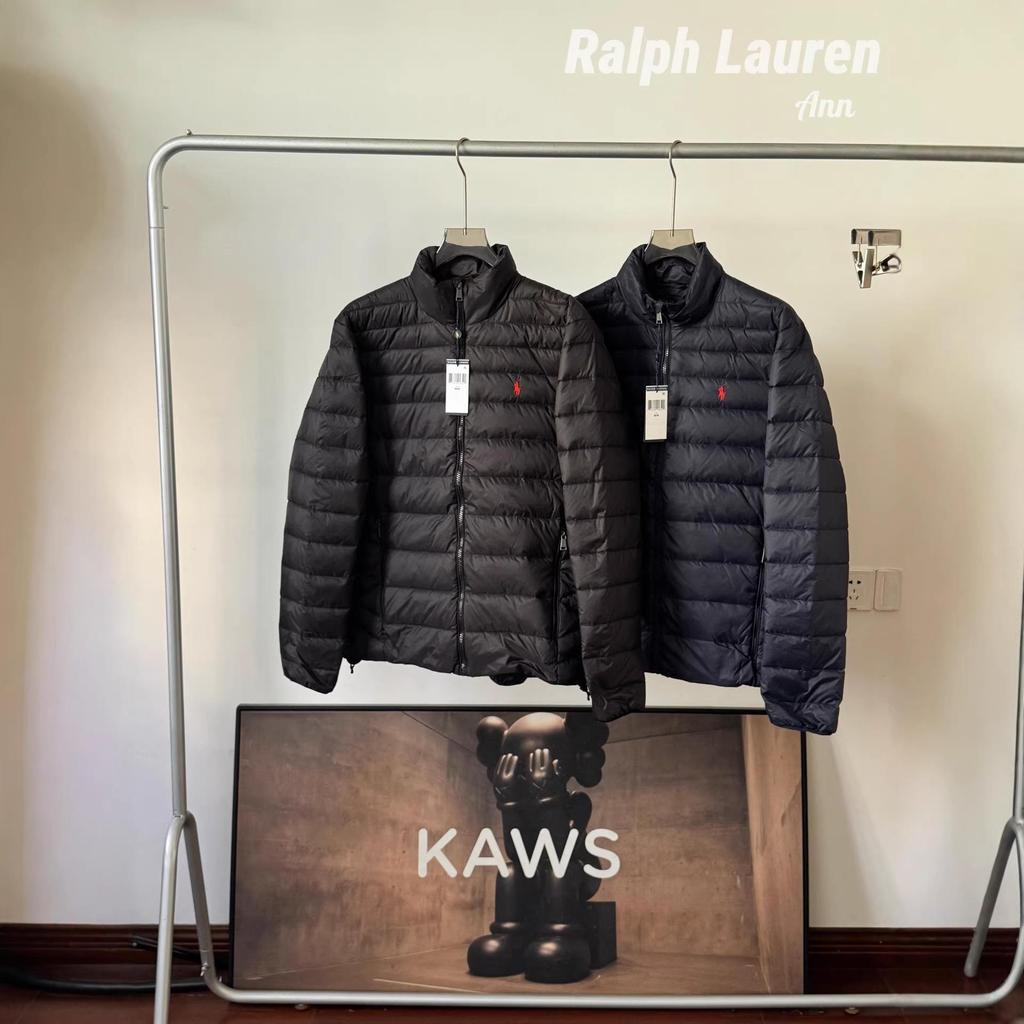 Cross RL Small Horse Embroidery British Style Business Casual Stand Collar Windproof Waterproof Ribbed Down Jacket