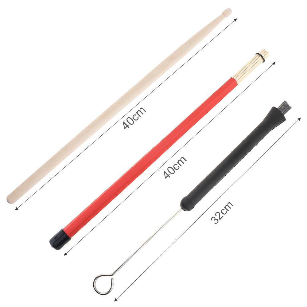 Набор из 4 джазовых барабанных палочек 5А, кленовые барабанные палочки, бамбуковые стальные проволочные щетки и бархатная сумка в комплекте