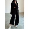 European and American Holiday Style Sexy Navel Short Top Loose High Waist Slit Pants Casual Set Casual Suit