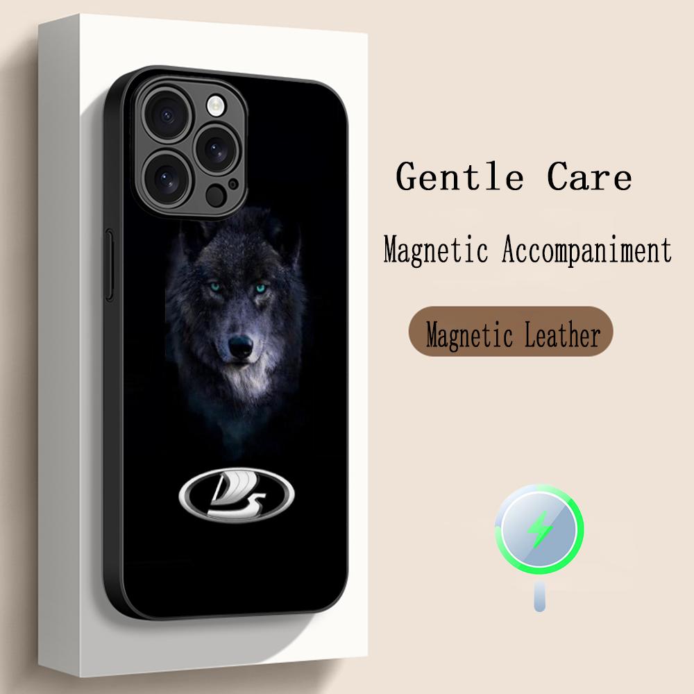 Cool car L-la-Da fashion logo design Phone Case For iPhone 17 16 15 14 13 12 Plus Pro Max High-end Luxury Magsafe Sheepskin