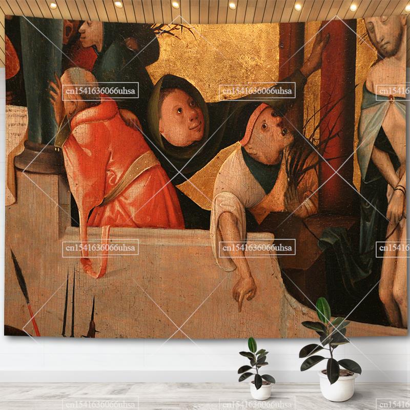 Hieronymus Bosch Garden Of Earthly Delights Tapestry Wall Art Decor Paintings Retro Tapestries Aesthetic Room Decoration Posters