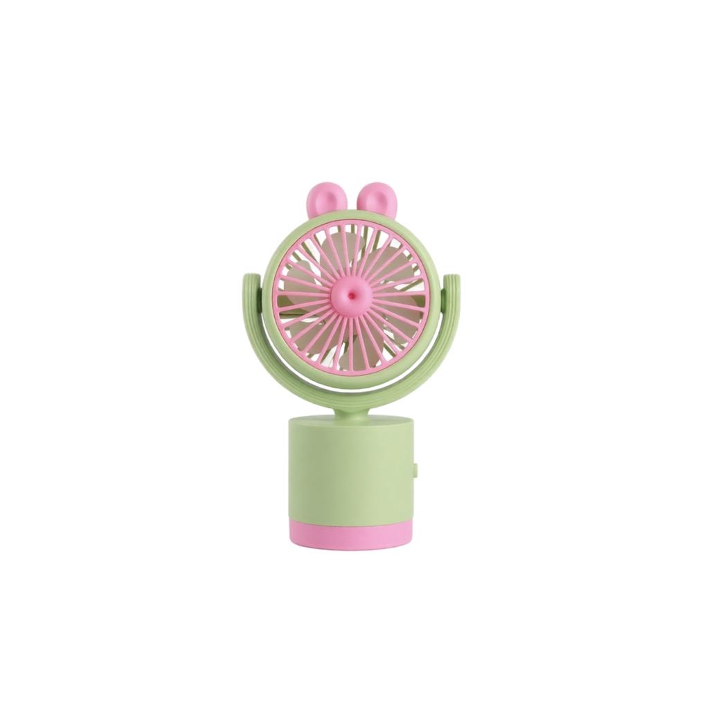 Adjustable Rotating Desktop Fan Rechargeable Portable Small Fan with Bunny Ear Design USB Powered Mini Table Fan for Office Home