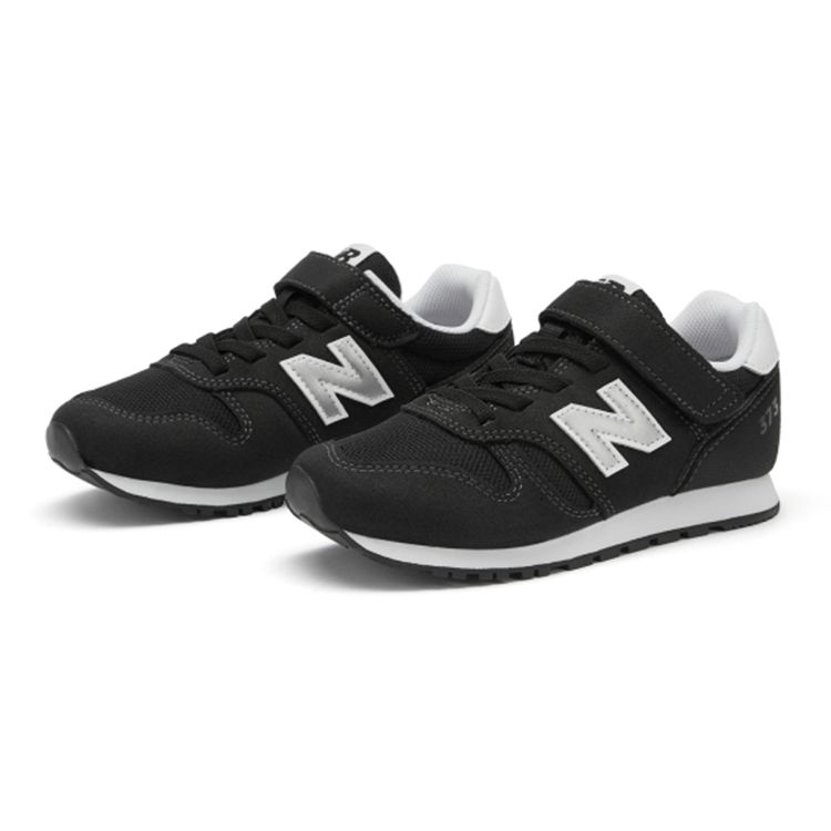 New Balance Kids 373 V2 Velcro Anti-Kick Shock Absorbing Wear Resistant Low Top Casual Lifestyle Sneakers Black YV373KB2