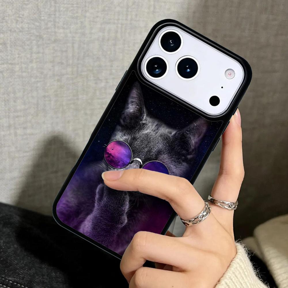 Чехол Case для iPhone 17 Air 16 Pro Max 15 Plus 11 13 Mini 14 12 Задняя крышка телефона Крутое животное Кот