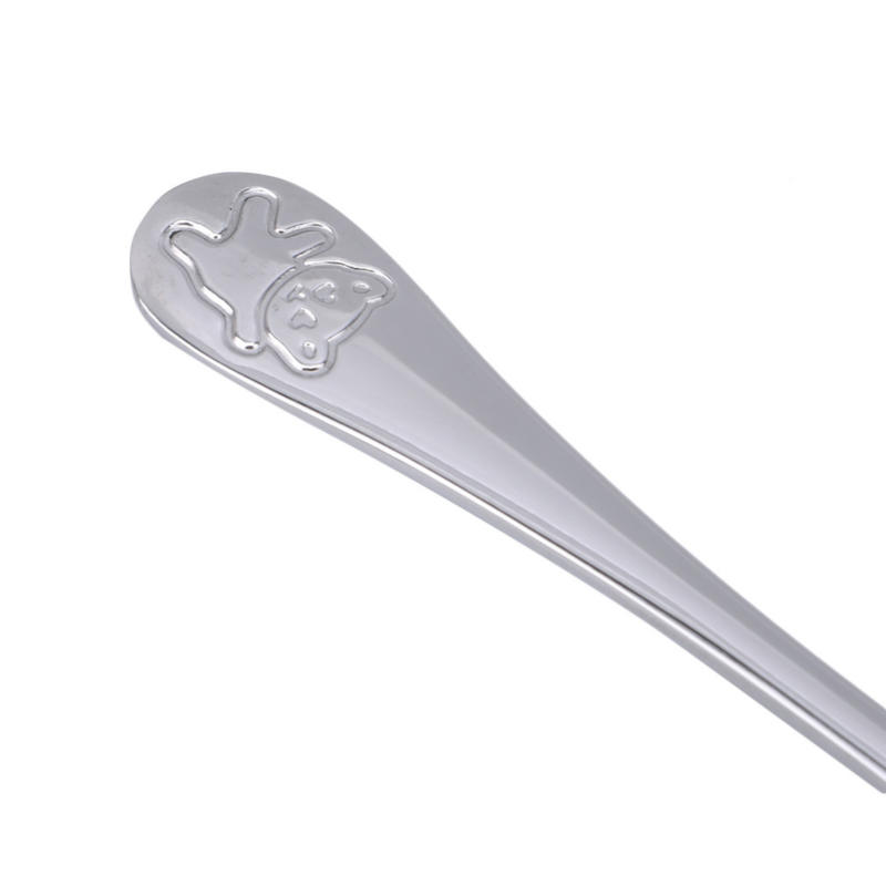 Детская портативная посуда из нержавеющей стали с мультяшным медведем, чайная ложка, прочные столовые приборы, подарок для семьи, для кемпинга, пикника