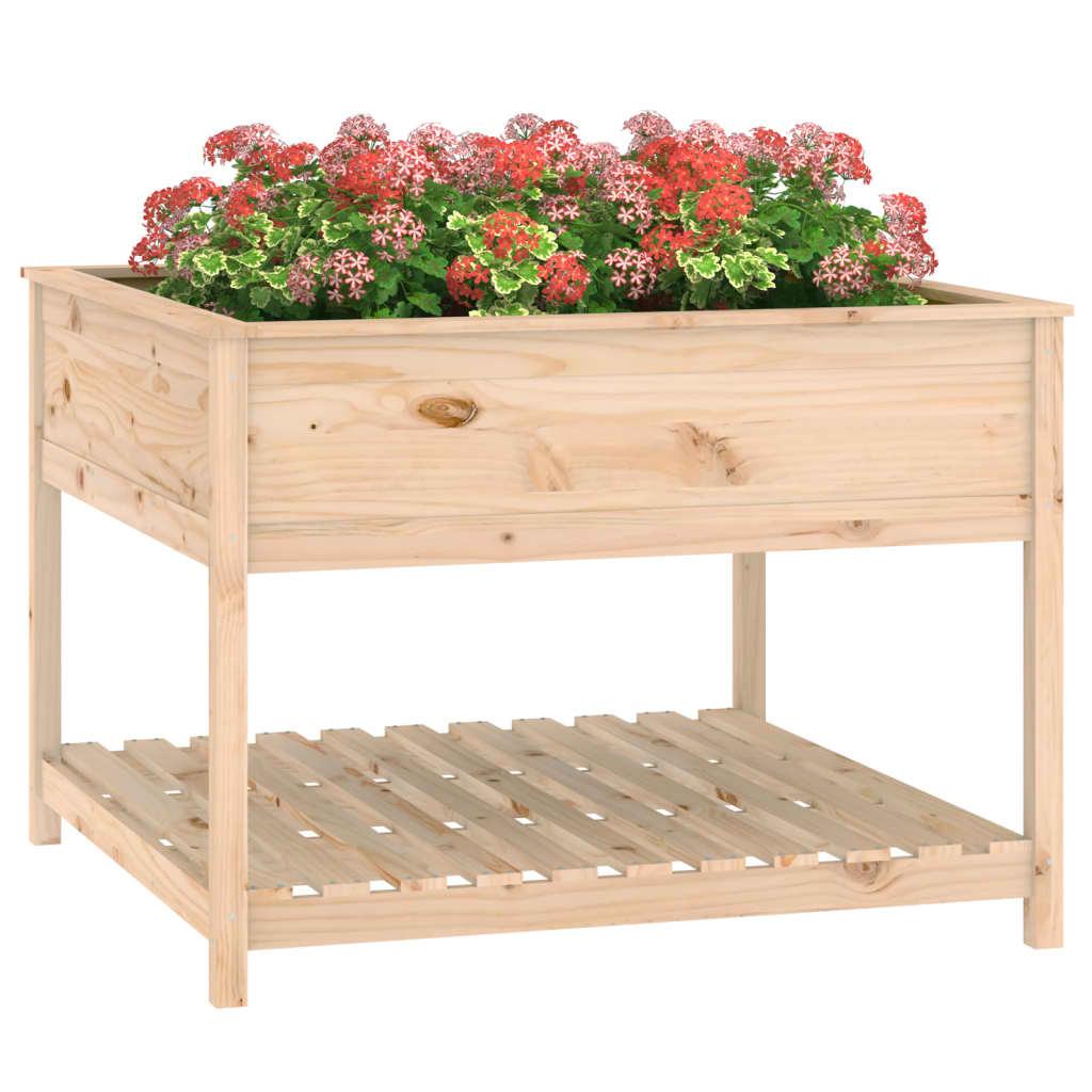 Vidaxl Donica Z Półką, 111,5X111,5X81 Cm, Lite Drewno Sosnowe