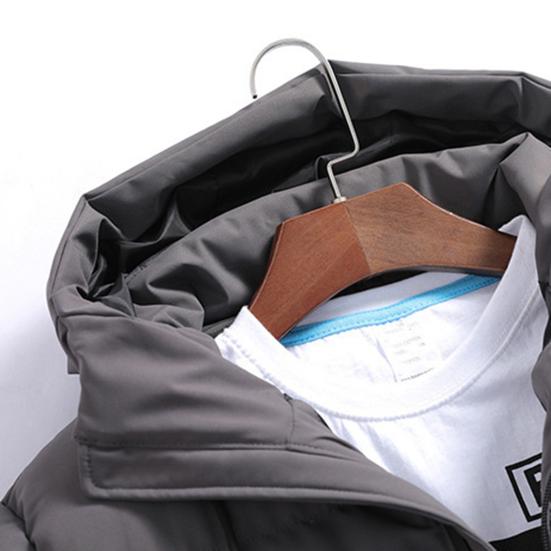 Men Down Jacket Hooded Drawstring Long Sleeve Zipper Closure Jacket Solid Color Two Side Pockets Windproof