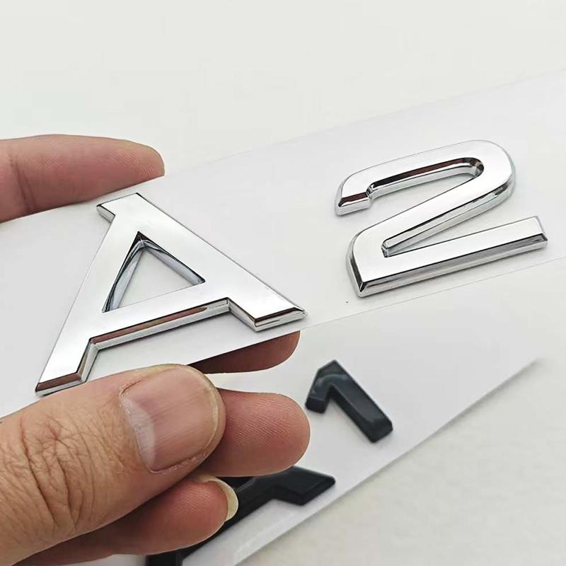 3D ABS Car Letters Logo A1 A2 Q2 Rear Trunk Badge Sticker Decals For B A1 A2 Q2 Auto Tail Marking Accessories