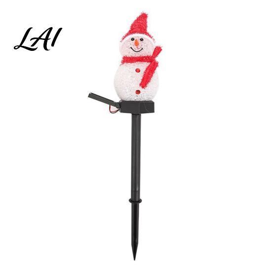 Weather Resistant Yard Art Solar Snowman Pathway Lights Outdoor Waterproof Ground Stake with LED Decorative Lawn Ornament Light Garden Light