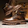 Vintage Men Platform Ankle Boots Autumn Winter British Chelsea Leather Boots Outdoor Non Slip Warm Casual Work Boot Botas Hombre