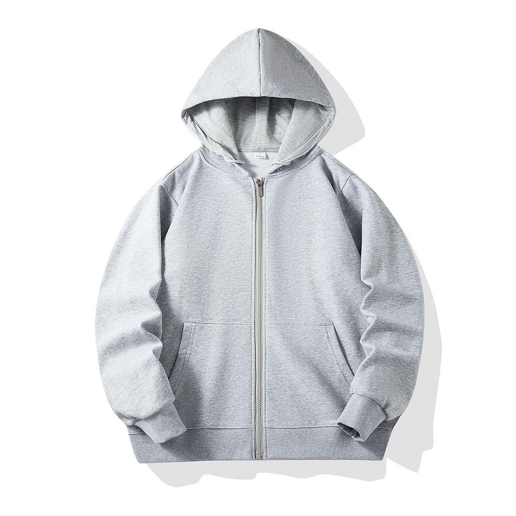 Autumn Children's Terry Cloth Zip-Up Hoodie with Pocket - Solid Color Korean Style Parent-Child Jacket
