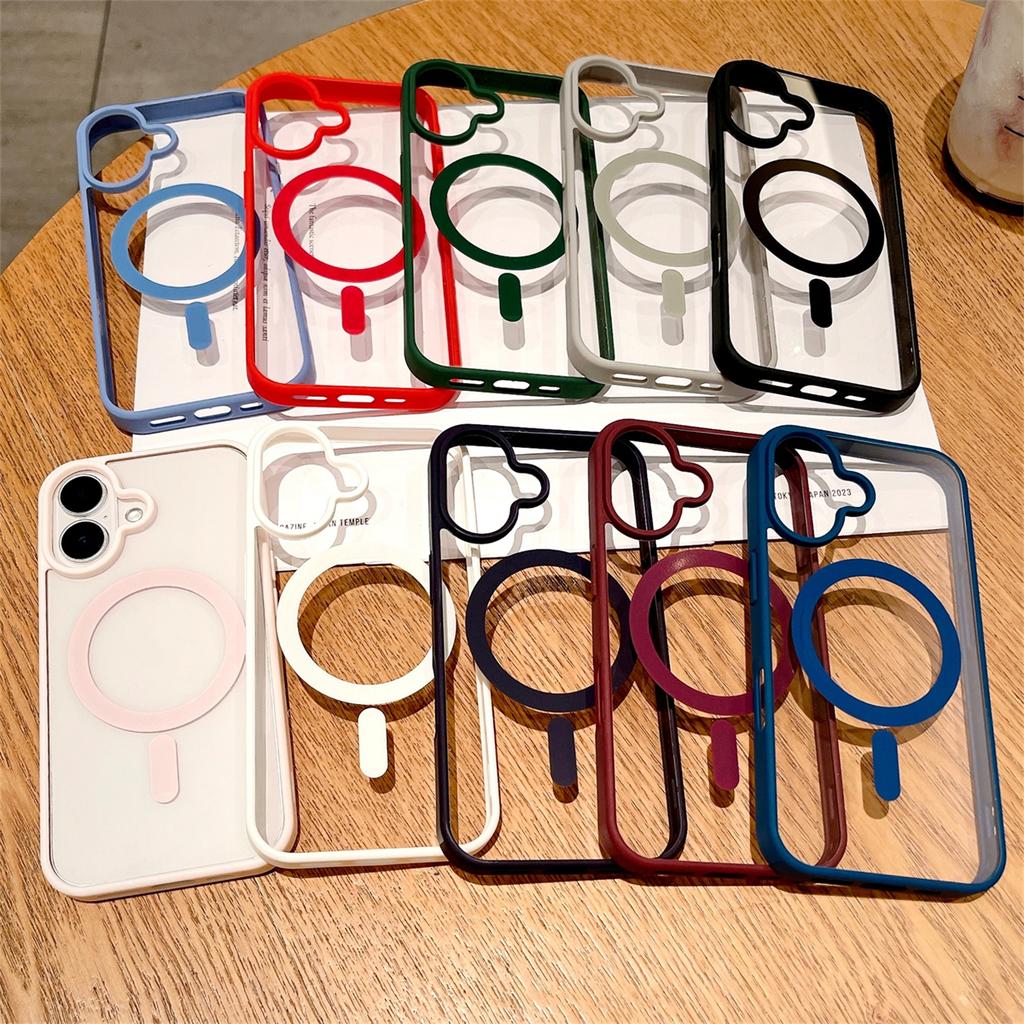 Роскошный противоударный чехол Magsafe Wireless Charge для iPhone 16 Plus 16 Pro Max Прозрачный магнитный бампер