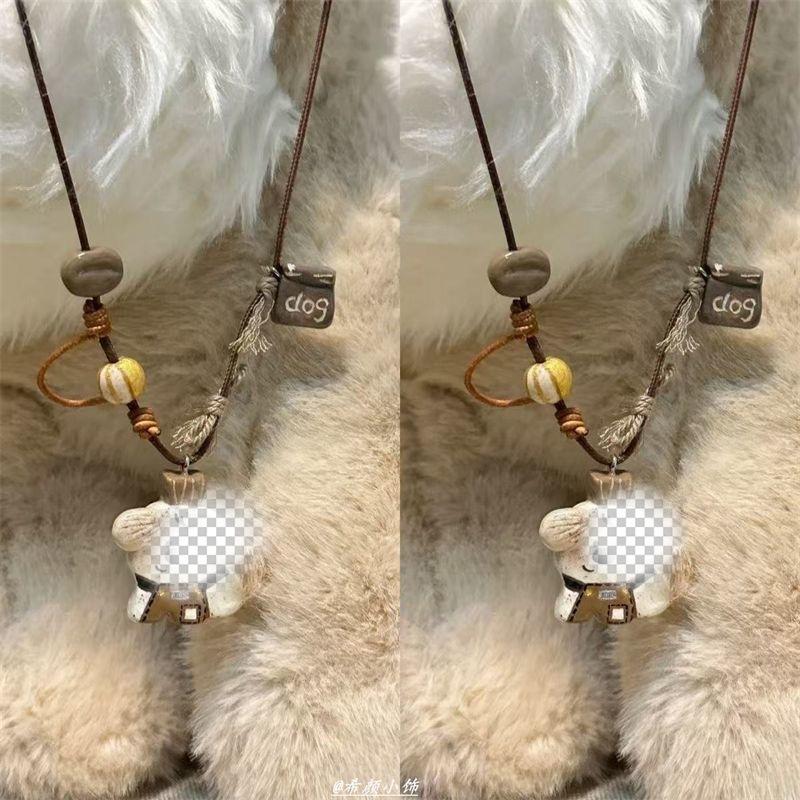 "Puppy Barista" cute puppy versatile necklace sweater chain with a sophisticated design, niche accessory, new for women
