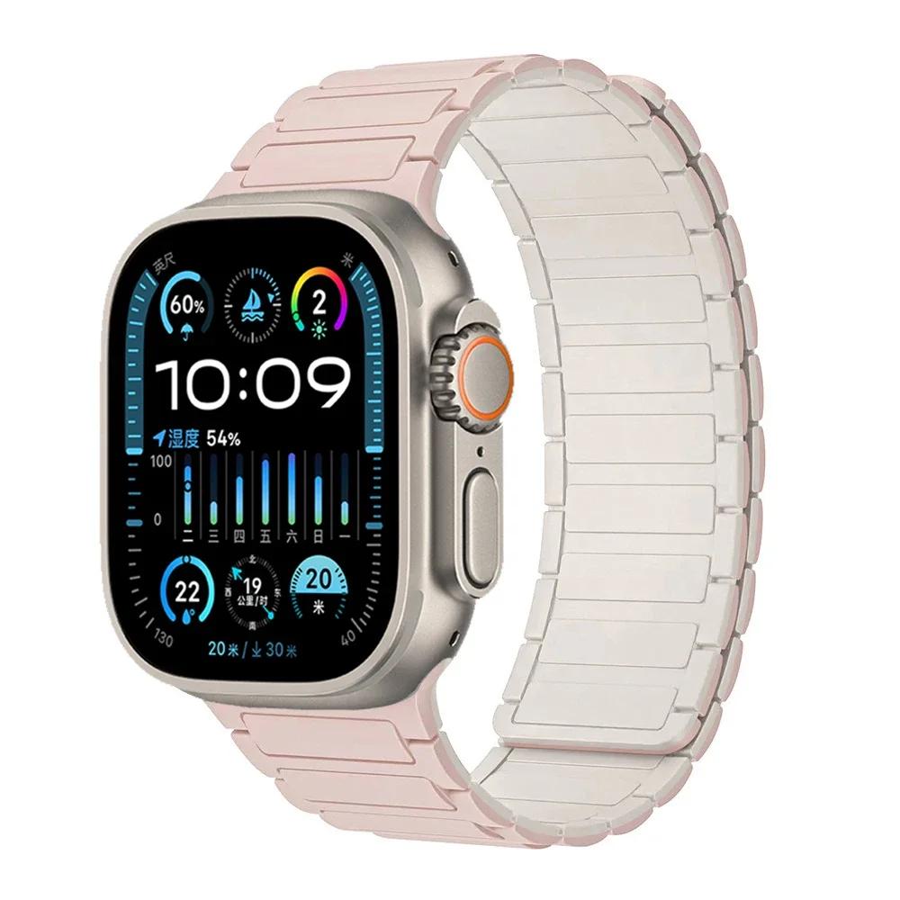 Силиконовый ремешок для Apple Watch Band 49мм 46мм 42мм 45мм 44мм 41 40мм Браслет iWatch Серии 11 10 9 8 7 6 5 4 SE Ultra 3 2 49ММ