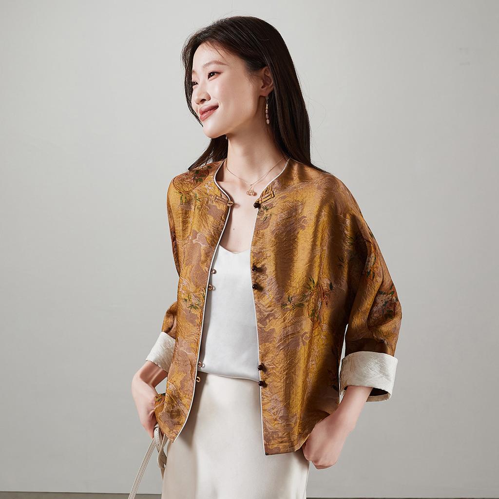 New Chinese style jacquard jacket for women's 2026 spring fashion temperament versatile short top