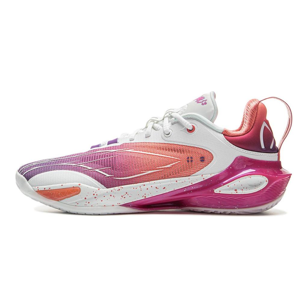 Li Ning Speed 11 Низкие Высокопроизводительные Баскетбольные Кроссовки Мужские Пурпурный Лебеда Закатный Розовый ABAU053-19