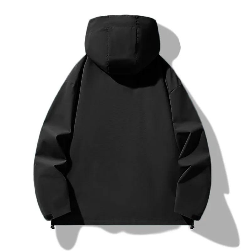 Мужская куртка с капюшоном Осень Зима Горячая Распродажа Однотонная Дышащая Водонепроницаемая Ветрозащитная На молнии Верхняя одежда для активного отдыха, альпинизма, рыбалки, Стильное мужское пальто