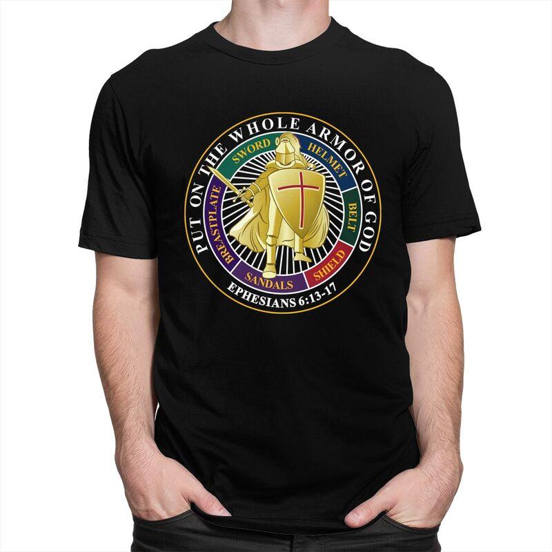 Custom Armor Of God Crusader Knight Templar T Shirt for Men Pure Cotton Tshirt Fashion Tees Tshirts Slim Fit