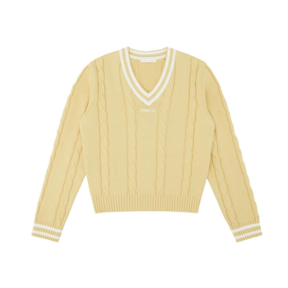 PIV’VEE Cable Knit V Neck Sweater