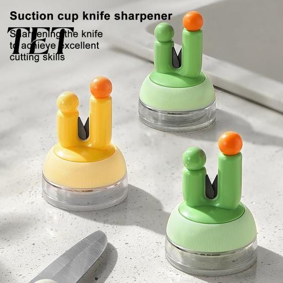 Fruit Knife Sharpener Suction Cup Sharpener, Cactus Shape Diamond Surface Kitchen Manual Blade Tool, Quick Sharpening Device for Knives And