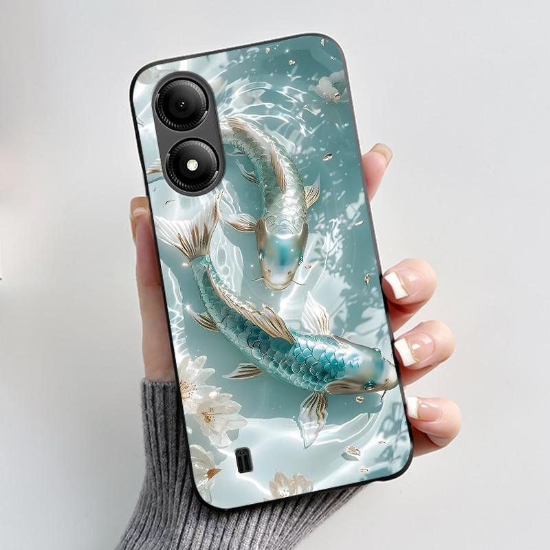 Phone Case For ZTE Blade A33s Soft Silicone Black Case Aesthetic Pattern Hidden Garden Shockproof Shell ZTE Blade A33s Casing