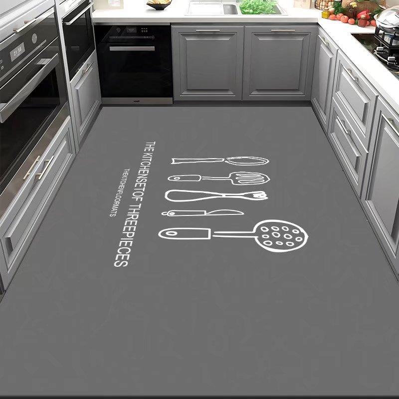 PVC Kitchen Thick Mats Waterproof Home Decoration Area Rug Large Anti-greasy Foot Mat Non-slip Carpet Modern Living Room Carpets