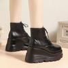 Обувь на платформе для увеличения роста, женские осенне-зимние универсальные короткие ботинки в британском стиле, модные ботинки Мартин на платформе с маффиновой подошвой, инс