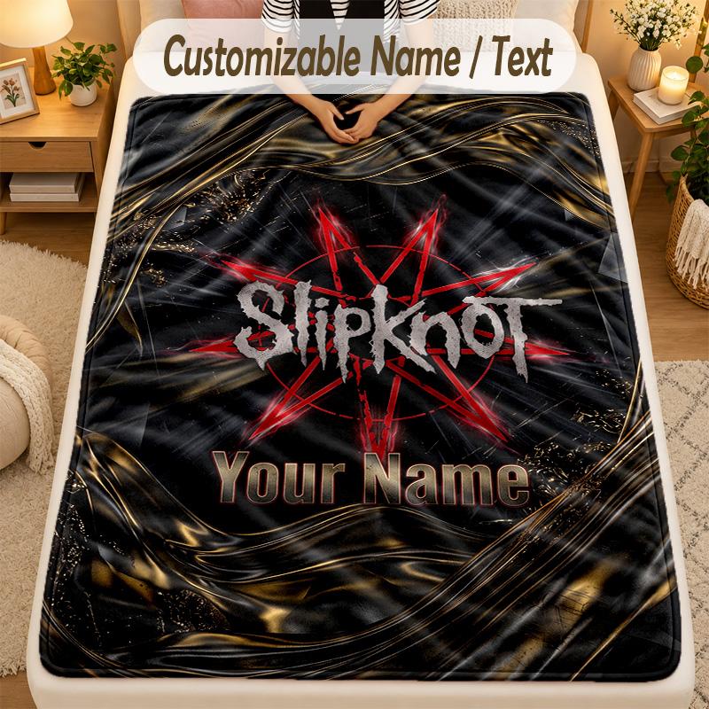 Фланелевое одеялоSlipknot Имя Текст Персонализированное Мягкое Теплое Плед Декор Дома Подарок