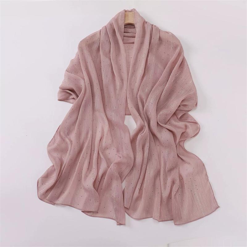 Однотонный Мятый Стразы Блестящий Точечный Мерцающий Шали Шарф Высокое Качество Накидка Пляжная Пашмина Стола Буфандас Мусульманский Хиджаб 180*70См