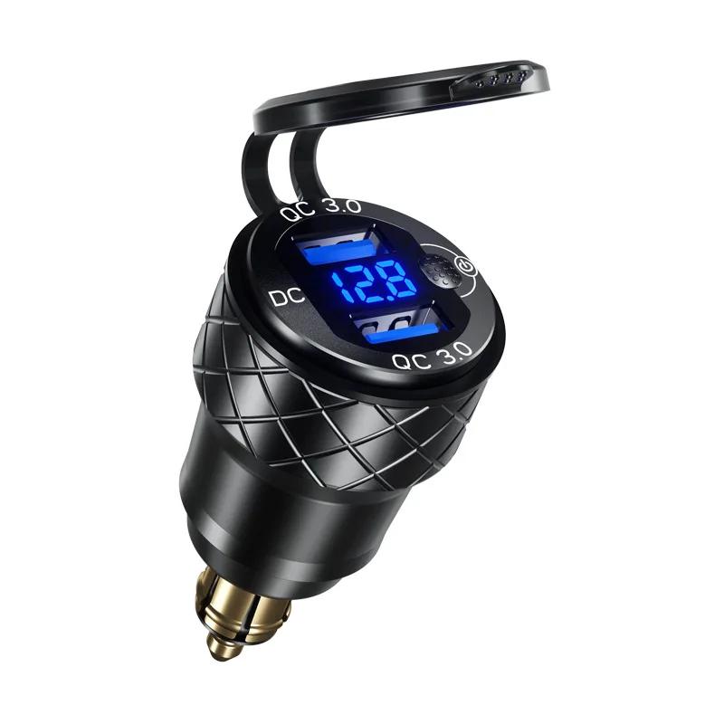 Алюминиевый сплав двойной автомобильный USB-разъем для зарядки QC3.0 светодиодный цифровой дисплей адаптер для BMW K1600B F800 GS R1200 RT для DIN Hella Plug