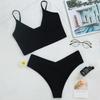 Женский комплект бикини, купальник с высокой талией, женский однотонный купальник с разрезом, пляжный купальник