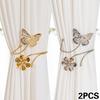 2pcs Elegant Butterfly & Floral Design Curtain Tiebacks - Minimalist Metal Curtain Holdbacks with Intricate Cut-Out Patterns for Bedroom