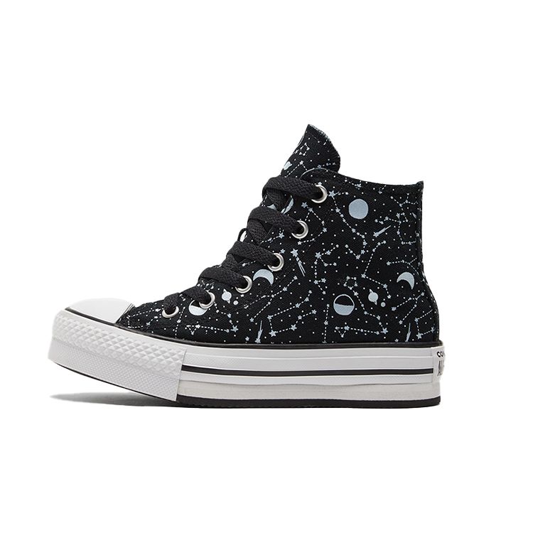 Converse Eva Lift Высокие детские парусиновые кеды Детские кроссовки Черные Синие 672117C