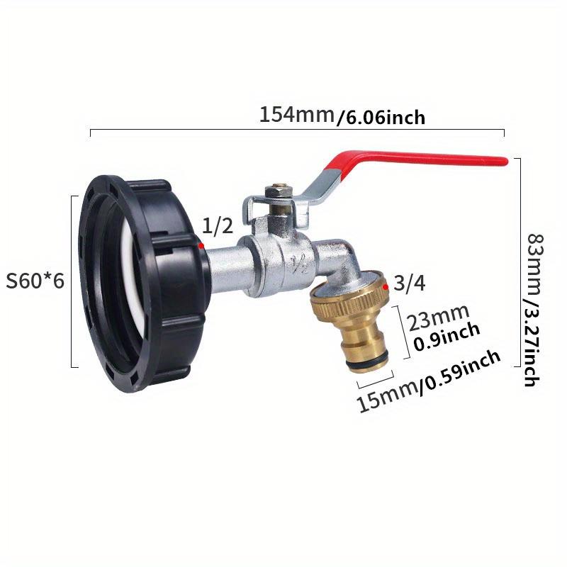 S60x6 Крупная резьба Соединитель крана IBC бака x 1/2'' 3/4'' Адаптер для водопроводной муфты 1000 л Садовый дом Сменный клапан Фитинг