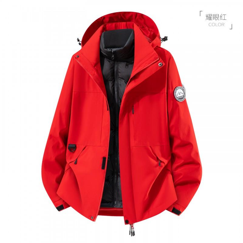 Women Men 3-in-1 Winter Jacket With Down Liner Waterproof Windproof Outdoor Hiking Coat