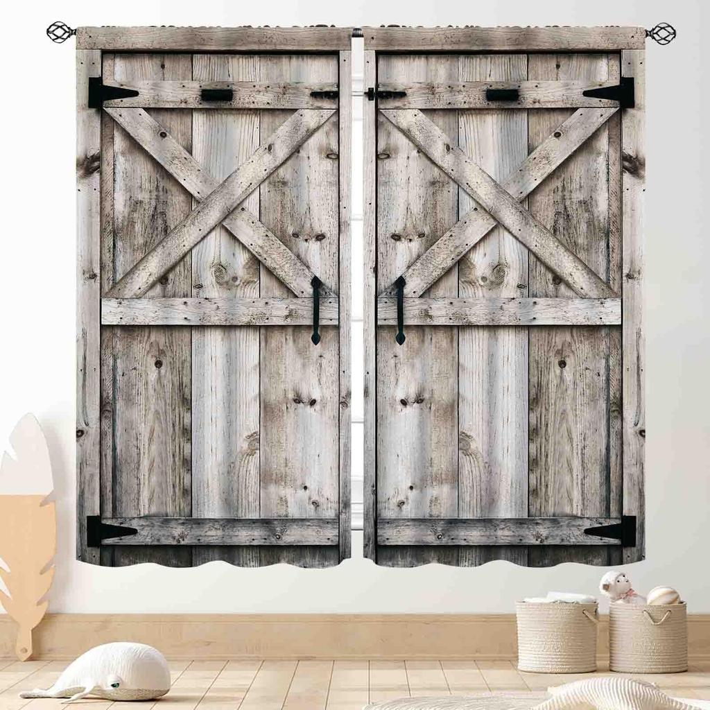 Retro Garage Car Curtain Panels, Cream Base Auto Parts Race Check Flag Classic Mechanic Pattern Drapes For Car Shop Decoration