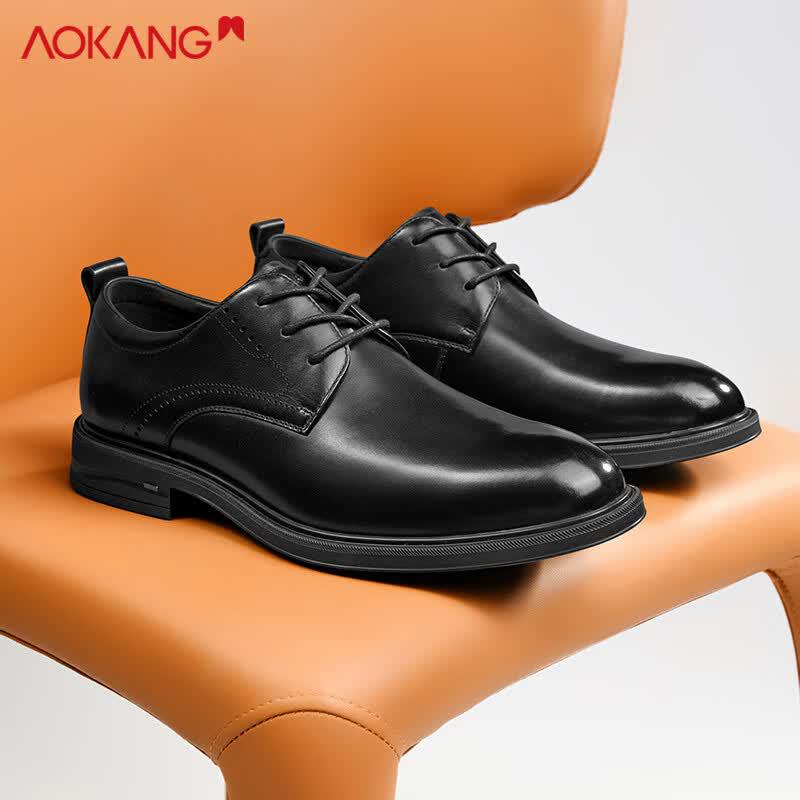 Мужские кожаные шнурованные туфли Оксфорды в стиле Business Casual от Aokang
