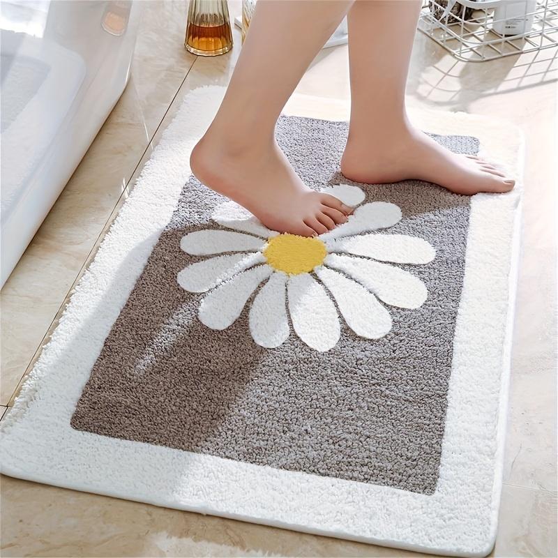 Fresh Daisy Style Bathroom Floor Mat, Bathroom Entrance Absorbent Mat, Shower Room Anti slip Carpet Home Decoration