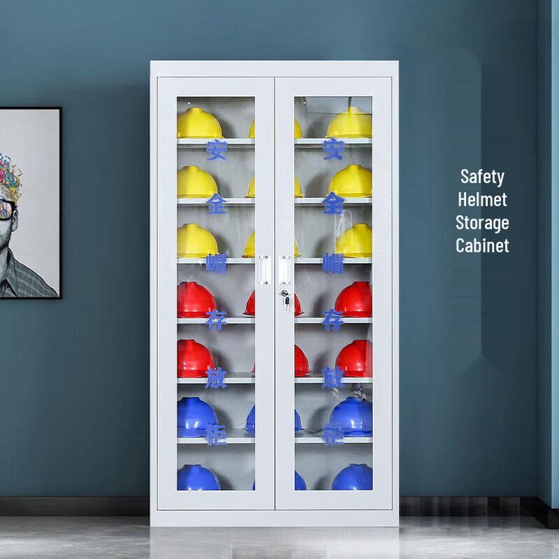 Elangyan Industrial Steel Helmet Storage and Display Cabinet