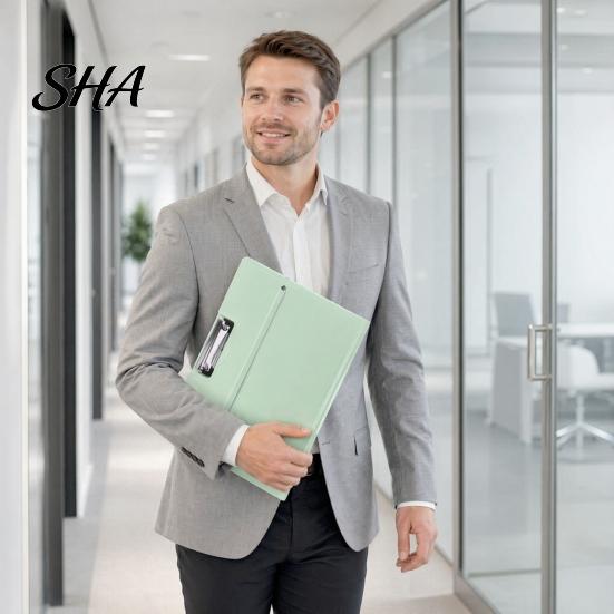 A3 File Organizer Folder for Size Paper, Document Holder with Metal Exam Paper Clip, Solid Color Clipboard Home School Office Supplies