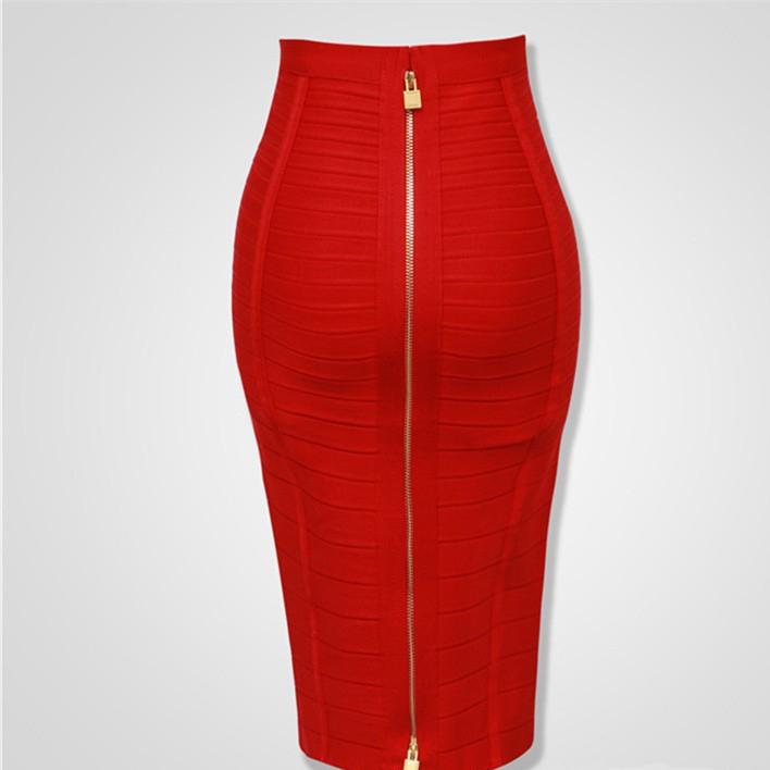 Сексуальная однотонная бандажная юбка на молнии, женские эластичные облегающие летние юбки-карандаш