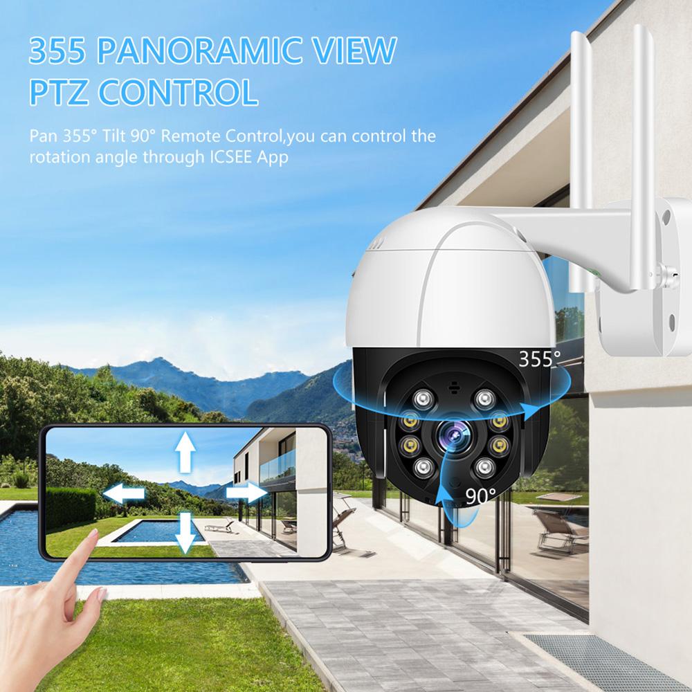 1080P Outdoor PTZ Security Camera 2MP Outdoor Waterproof WiFi Surveillance Camera with Night Vision