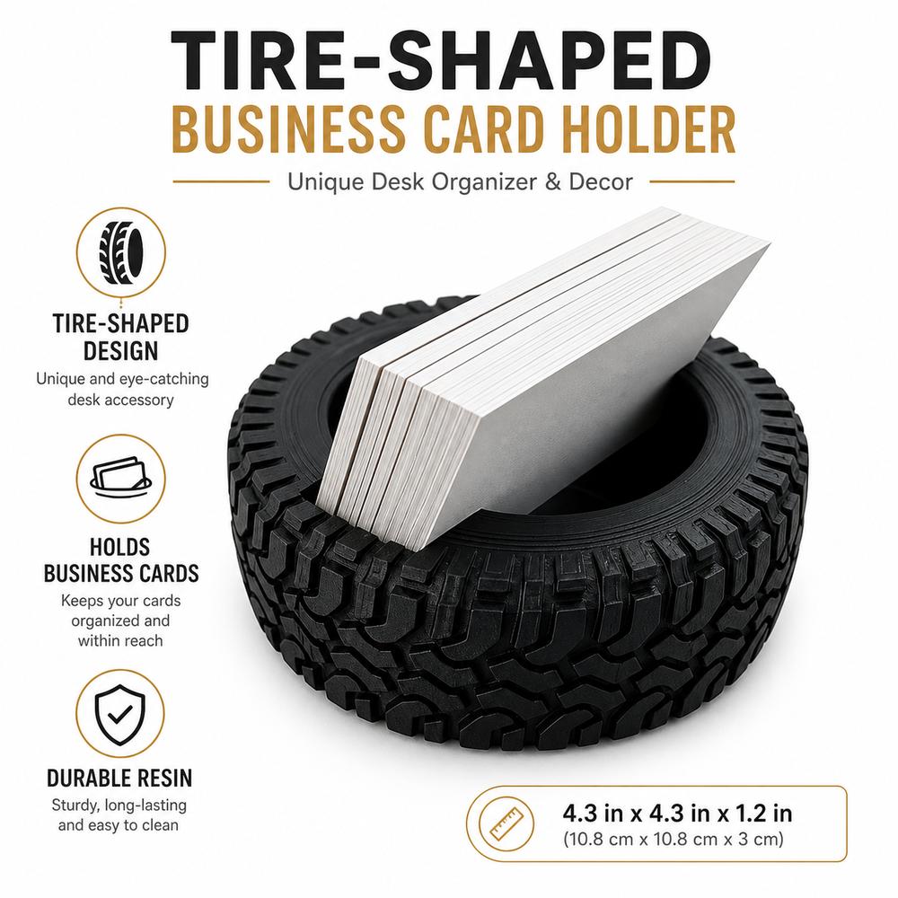 Tire Shaped Name Card Organizer Resin Business Card Storage Box New Card Stand Office Desk Decor