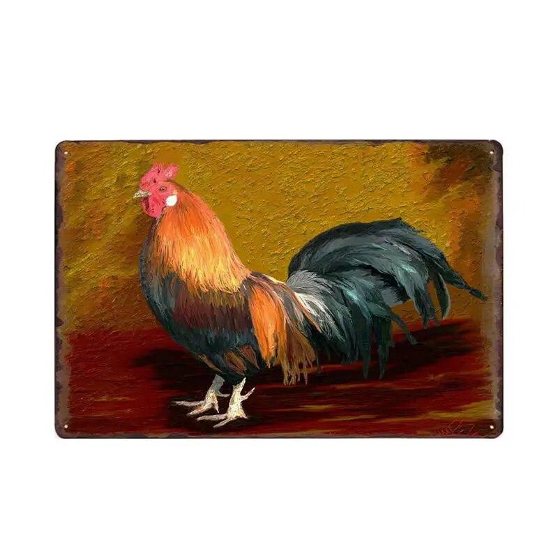 Chicken Plaque Sign Vintage Metal Tin Signs Wall Poster Decals Plate Painting Bar Farm Home Decor Wall Art 30*20 Cm