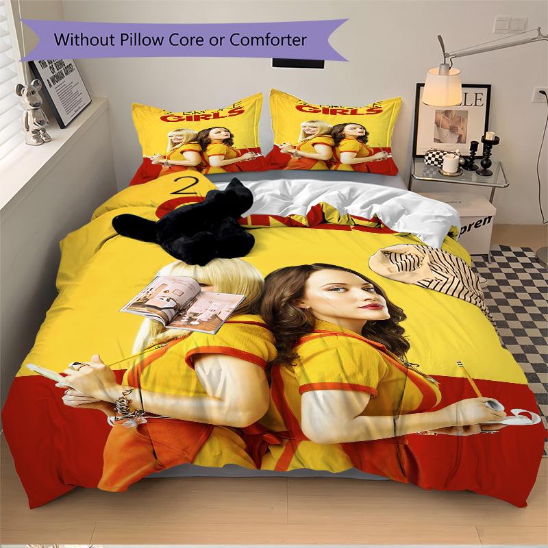 2 Broke Girls Friendship Survival Print 3Pcs Bedding Setduvet Cover With 2 Bedropillowcase Home Birthday Gift