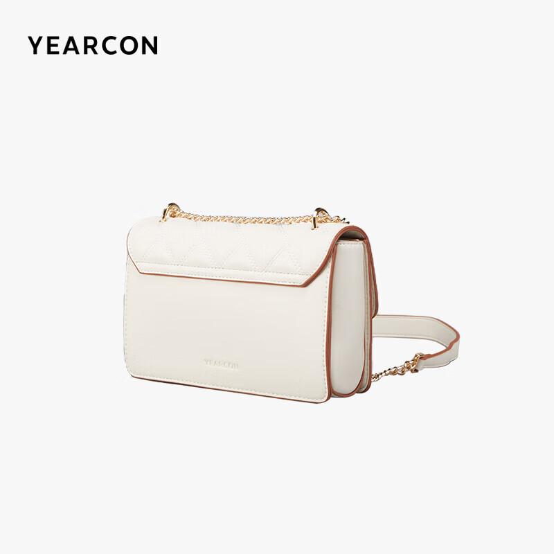 YEARCON Women's Leather Handbag, Diamond Pattern Chain Bag, Crossbody Rose Embroidery Shoulder Bag, Stylish Square Bag