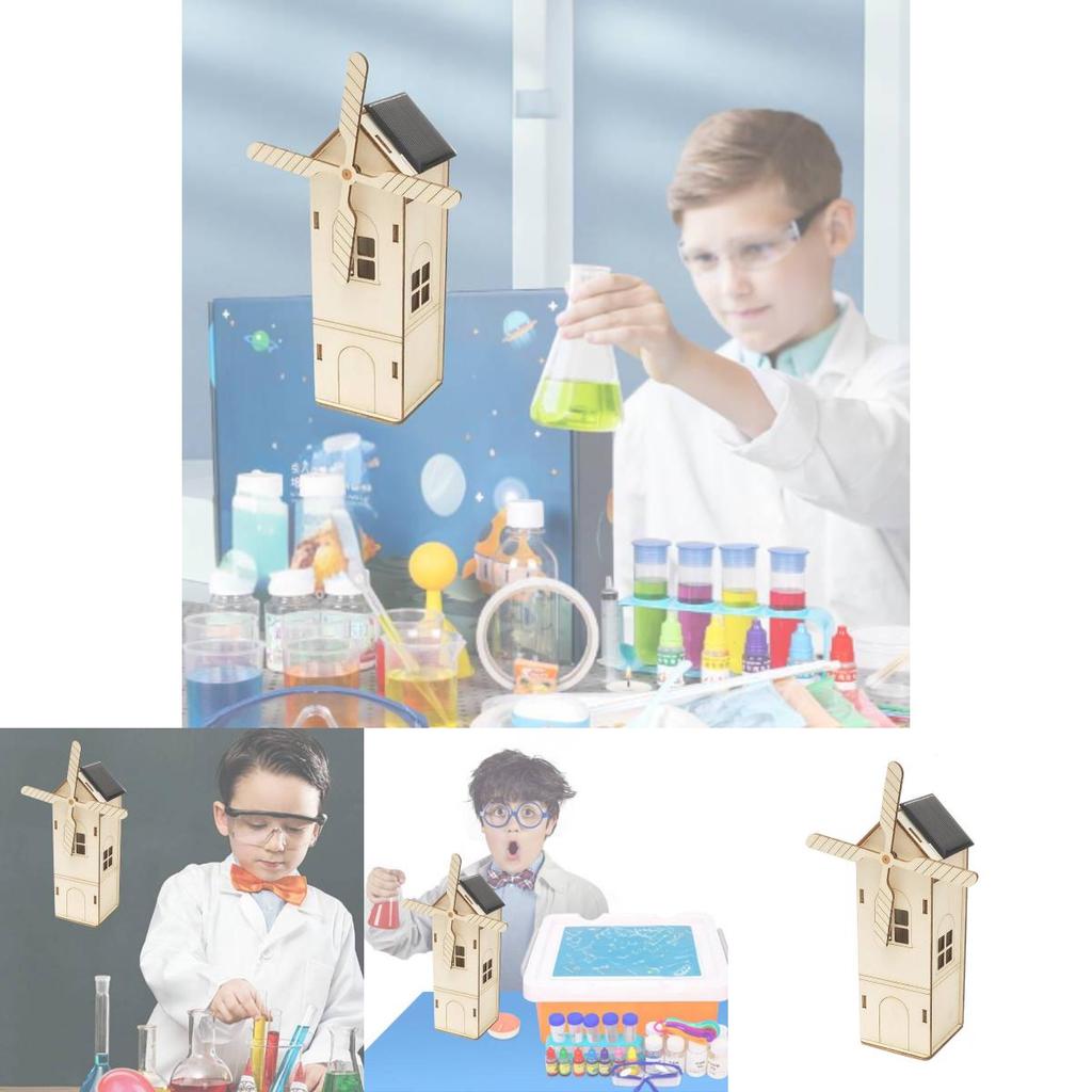 Деревянный дом-ветряк на солнечных батареях, набор для сборки DIY, для детей 7-14 лет, настраиваемая развивающая игрушка