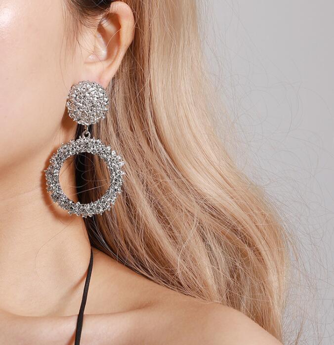 2022 Fashion Jewelry Personalized Exaggerated Hoop Earring Oversized Custom Statement Design Oval Memory Geometric Drop Earring