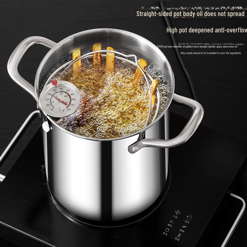 Сковорода большой емкости из нержавеющей стали марки 304 с корзиной — углубленная и высокая для универсального приготовления блюд