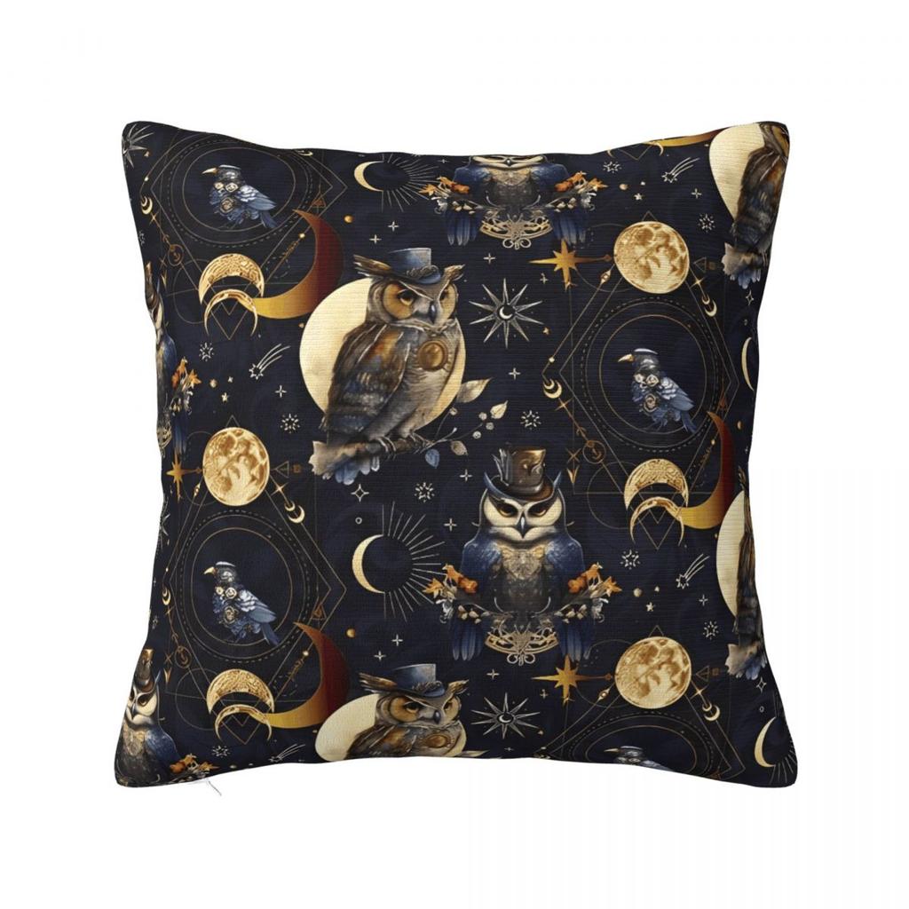 Pillow Cover Midnight Sages Celestial Owls Halloween Design Cushion Cover Funny Pillow Case For Sofa Home Decoration Pillowcases